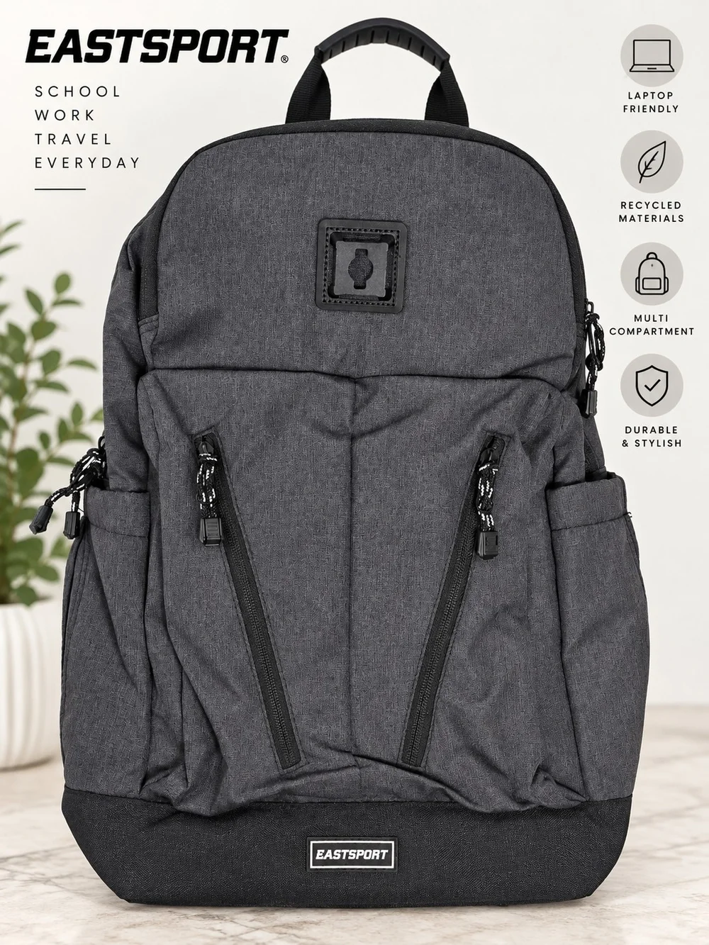 Eastsport Charcoal Gray Multi Compartment Backpack